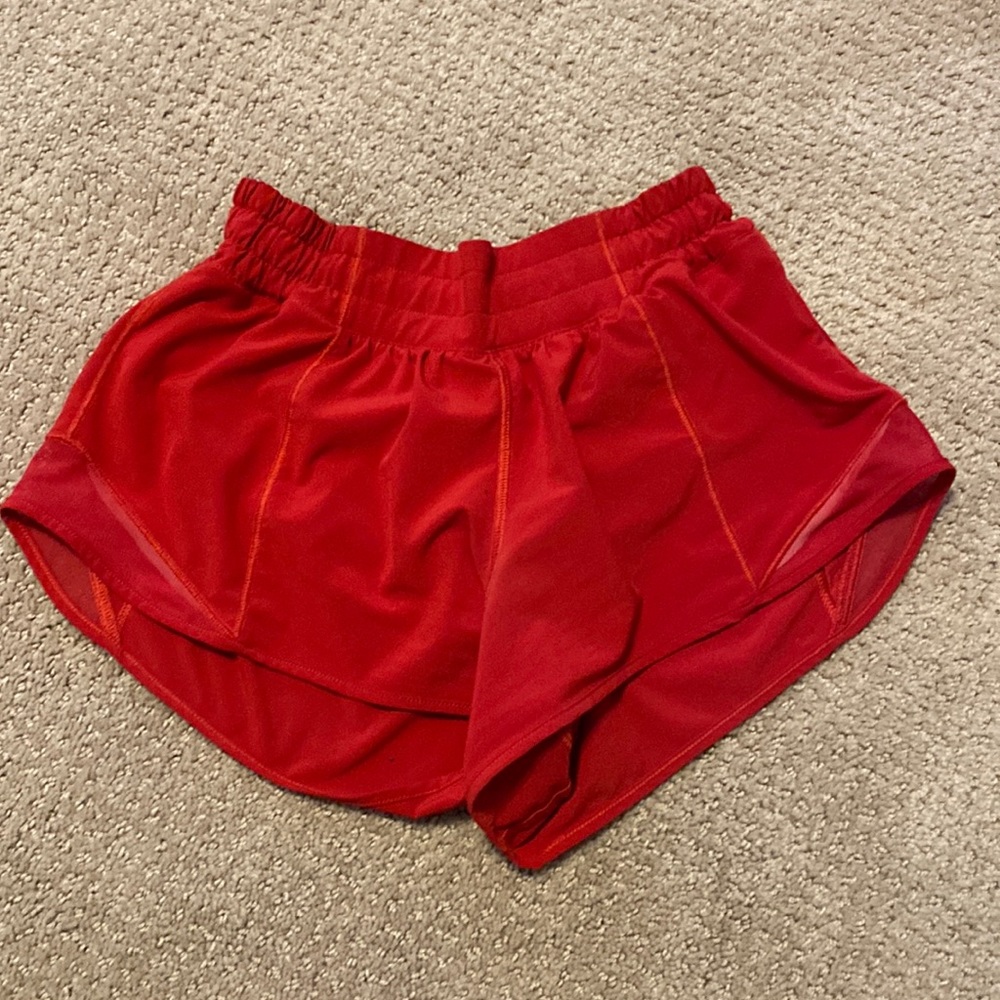 LULULEMON RED HOTTY HOT SHORTS
